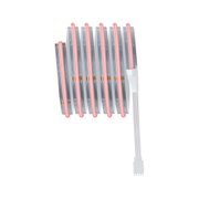 Flexibler LED-Streifen mit roter Beleuchtung und weißem Anschlusskabel für dekorative Lichtakzente