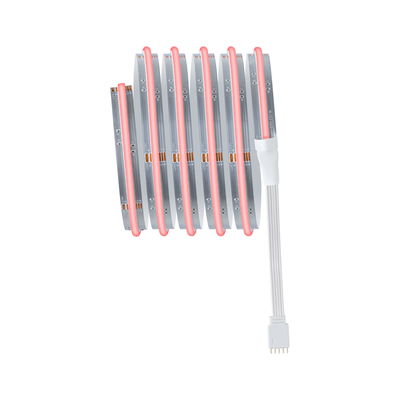 Flexibler LED-Streifen mit roter Beleuchtung und weißem Anschlusskabel für dekorative Lichtakzente