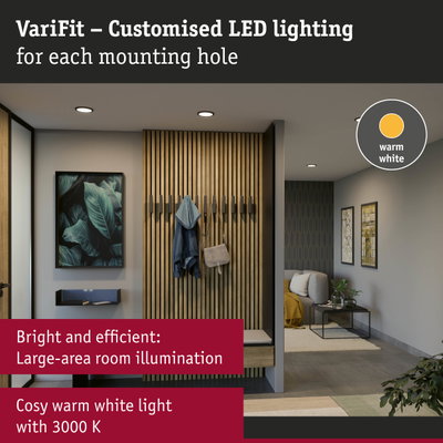 Modern hallway with warm white LED recessed ceiling lights for bright and efficient room illumination