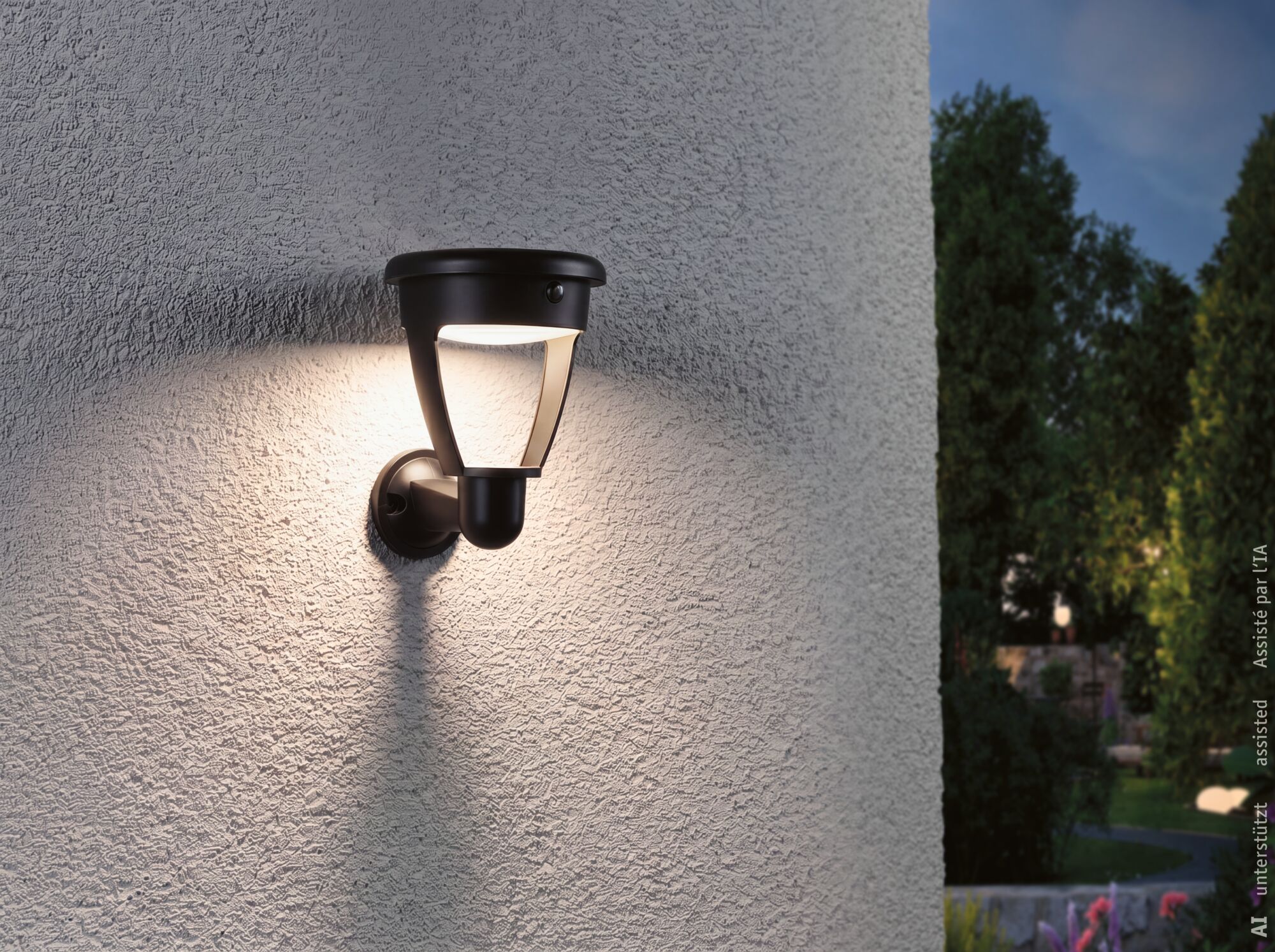 Solar LED Außenwandleuchte Ancona IP44 rund 140x188mm 3000K 4,2W 300lm 3,7V Schwarz