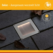Solar LED-grondinbouwlamp Sorea Schemerings-sensor IP67 hoekig 100x100mm 3000K 0,1W 6lm 3,7V Staal geborsteld ABS/Polycarbonaat/edelstaal