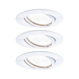 Drei weiße Einbaustrahler aus Kunststoff mit schwenkbarem Reflektor für flexible LED-Beleuchtung
