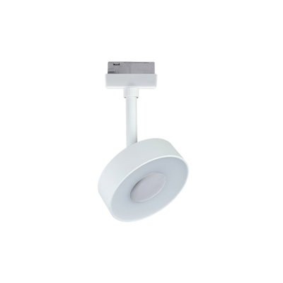 Moderner weißer LED-Spot aus Metall für Schienensysteme, ideal für Akzentbeleuchtung im Raum.