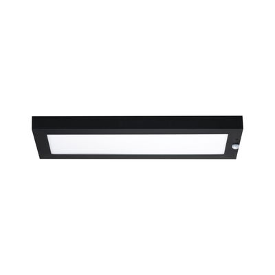 Rectangular LED ceiling light with black aluminum frame and motion sensor for modern indoor lighting