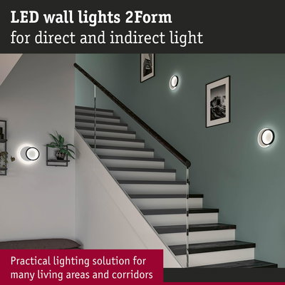 White LED wall lights 2Form providing direct and indirect lighting in stairwell area