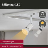 Spot LED blanc dimmable avec lumière blanc chaud et angle de rayonnement de 36 degrés fixé au plafond