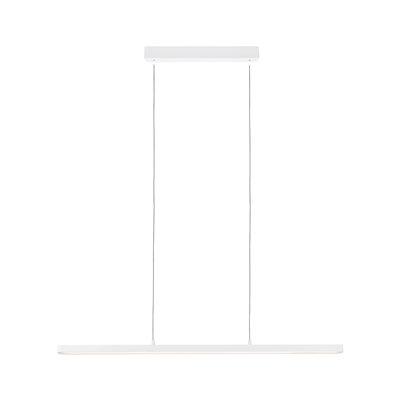 Minimalist white metal LED pendant light with slim design for modern interior lighting