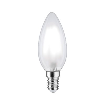 Kerzenförmige LED-Lampe mit mattiertem Glas und E14-Fassung in Weiß für energiesparende Beleuchtung