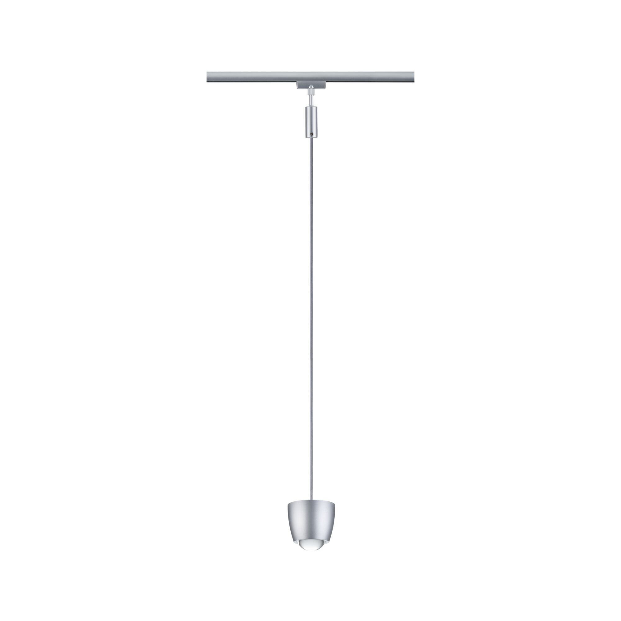 Modern silver metal pendant light with slim cable and minimalist design for indoor lighting