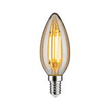 LED candle-shaped bulb with warm white light and clear glass for decorative lighting use