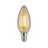 LED candle-shaped bulb with warm white light and clear glass for decorative lighting use