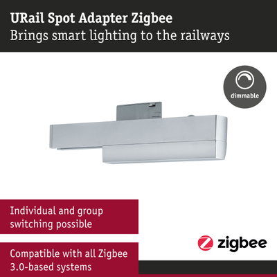 Grey URail Spot Adapter Zigbee, dimmable, compatible with Zigbee 3.0 for smart rail lighting systems