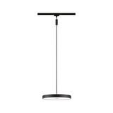 Suspension LED ronde noire en métal avec diffuseur blanc pour éclairage intérieur moderne