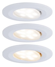 Drie witte LED-inbouwspots van kunststof met draaibare kop voor flexibele verlichting
