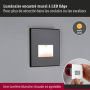 Luminaire mural LED noir en plastique avec lumière blanc chaud pour escaliers et couloirs