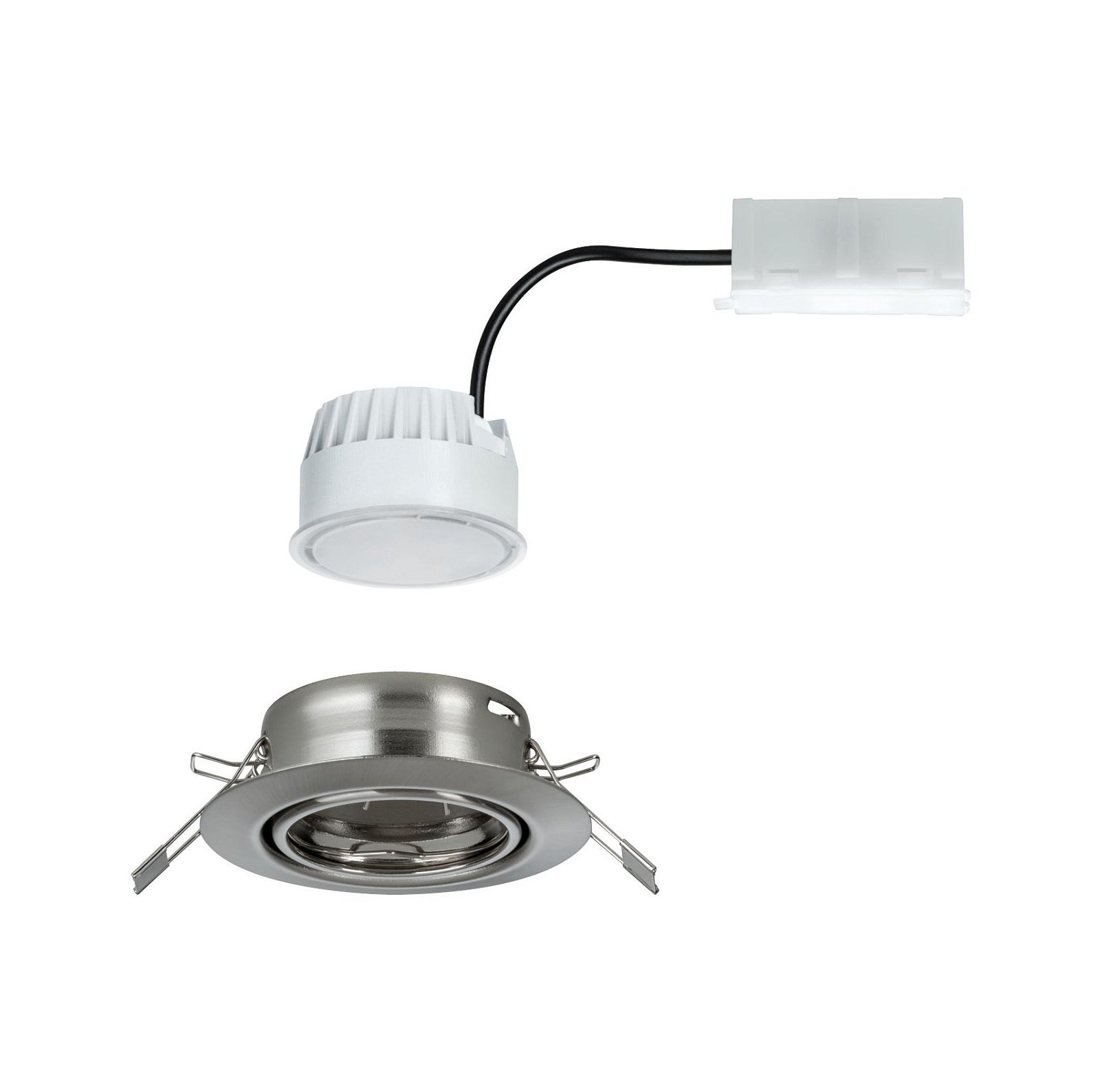 LED Recessed luminaire Base Coin Single luminaire Swivelling round 90mm 20° Coin 5W 370lm 230V 3000K Brushed iron