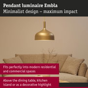 Gold metal Embla pendant luminaire with minimalist design for modern residential lighting