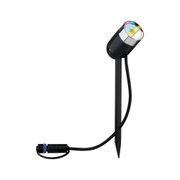 Projecteur LED de jardin noir avec piquet et câble pour éclairage extérieur et accents lumineux.