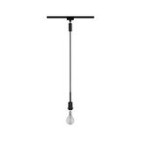 Suspension noire avec ampoule et câble textile pour éclairage intérieur moderne