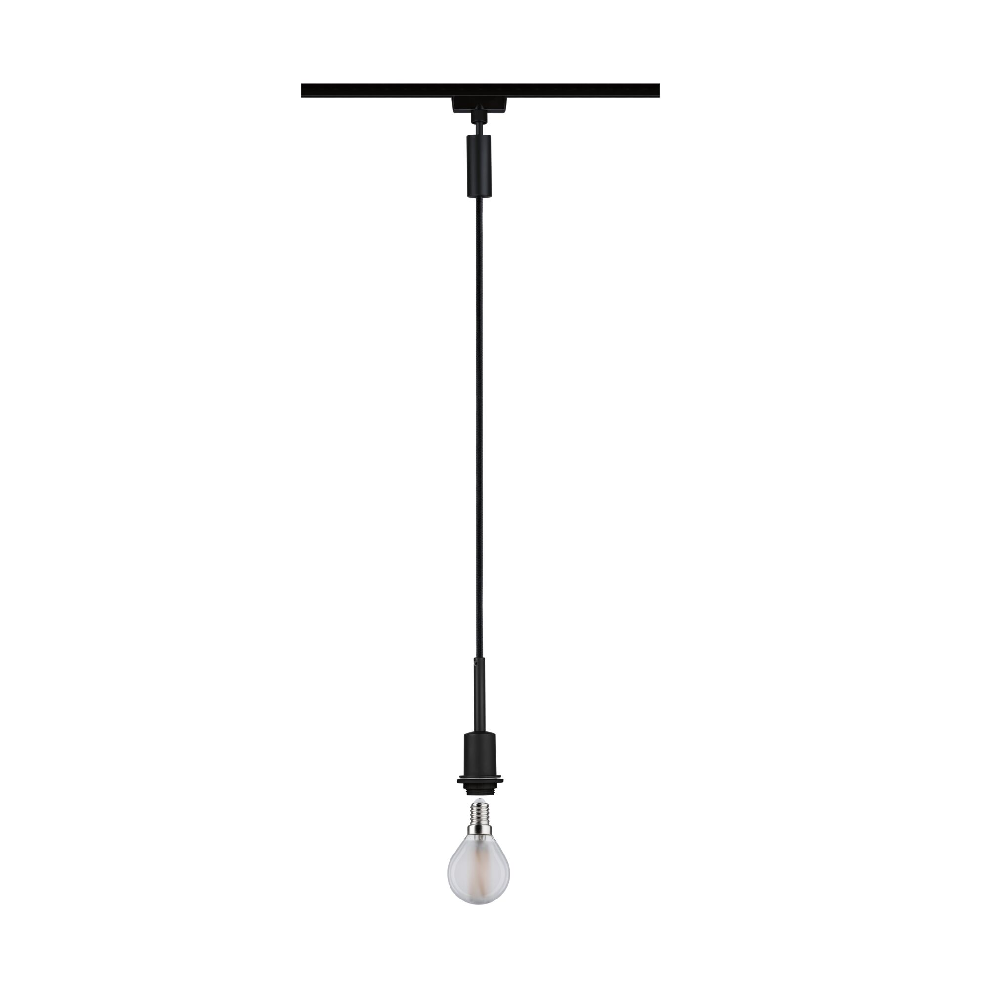 Suspension noire avec câble et ampoule, design minimaliste pour éclairage moderne