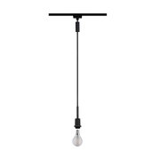 Suspension noire avec câble et ampoule, design minimaliste pour éclairage moderne