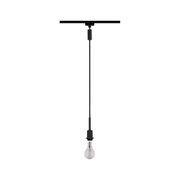 Czarna lampa wisząca z kablem i żarówką, minimalistyczny design do nowoczesnego oświetlenia