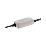White LED driver with black cable, rectangular plastic housing for LED lighting systems