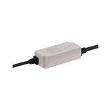 White LED driver with black cable, rectangular plastic housing for LED lighting systems