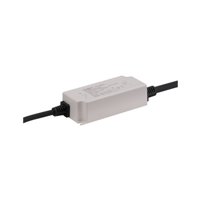 White LED driver with black cable, rectangular plastic housing for LED lighting systems