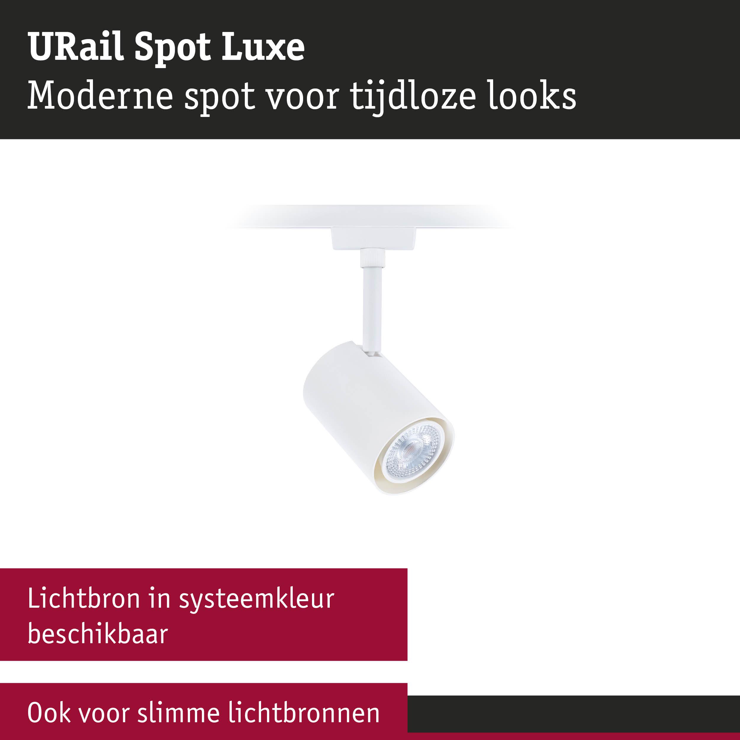 Witte URail Spot Luxe metalen LED-spot voor moderne verlichting met slimme lichtbron compatibiliteit