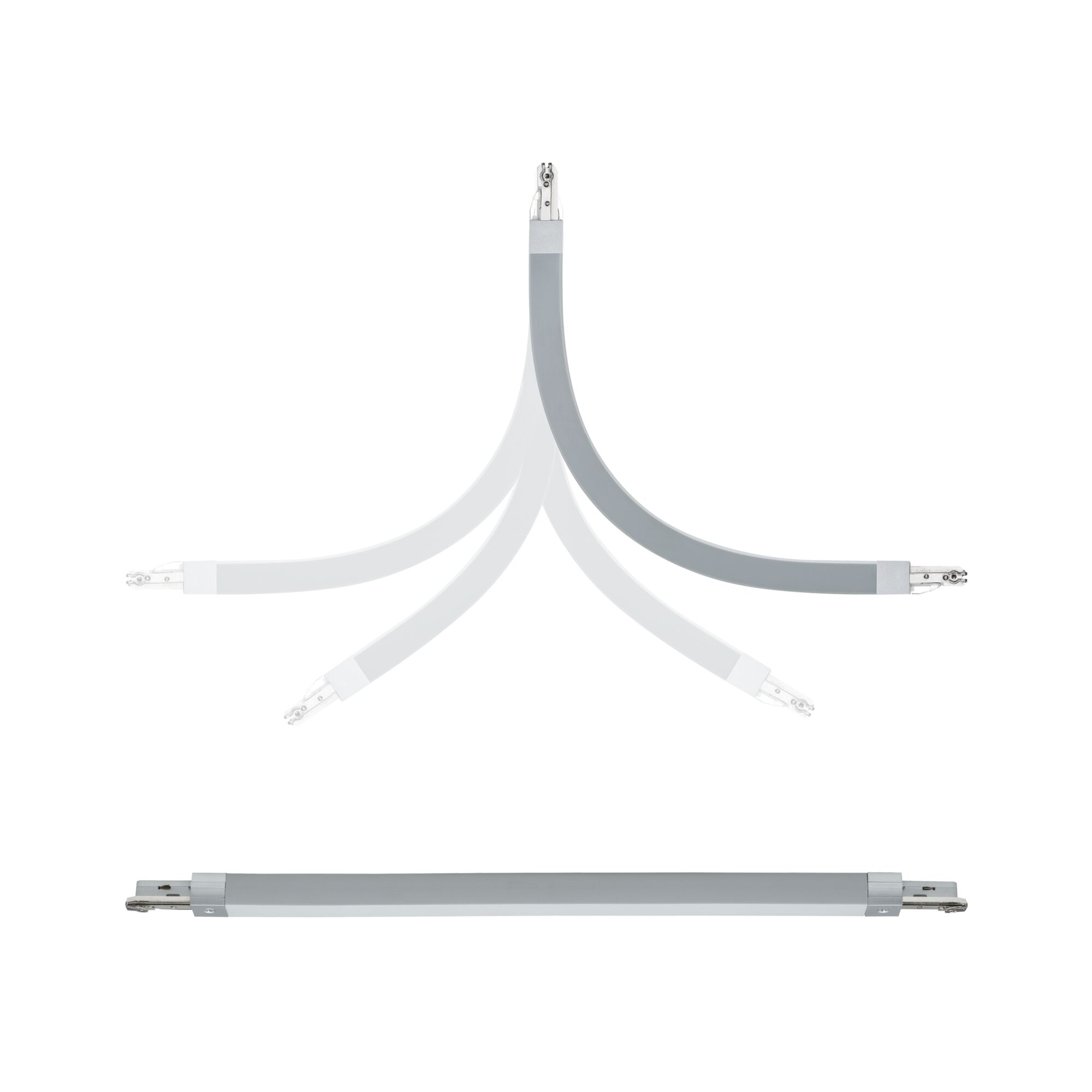 URail Verbinder Maxiflex 440x18mm max. 1000W Chrom matt Grauer und weißer flexibler LED-Lichtstab mit Steckverbindungen für modulare Beleuchtungssysteme