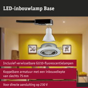 LED-inbouwlamp Base met witte GU10-lamp en zwarte stroomkabel voor 230 V aansluiting