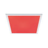 Plafonnier LED carré avec diffuseur rouge et cadre blanc pour un éclairage moderne