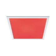 Plafonnier LED carré avec diffuseur rouge et cadre blanc pour un éclairage moderne