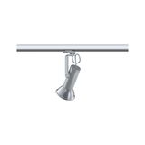 Spot LED en métal argenté sur rail pour un éclairage intérieur flexible