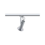 Silver metal LED spotlight on track system for flexible indoor lighting solutions