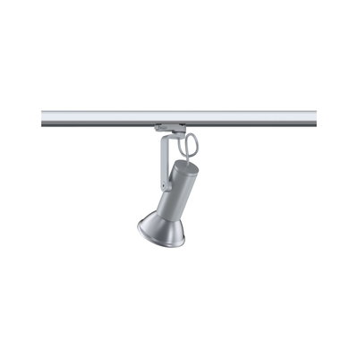 Silver metal LED spotlight on track system for flexible indoor lighting solutions