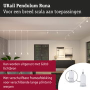 Wit URail Pendulum Runa LED-schienensysteem met verstelbare lampen voor veelzijdige verlichting