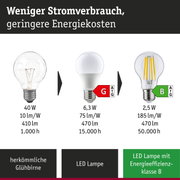 Vergleich von herkömmlicher Glühbirne, LED Lampe und ultraeffizienter LED Lampe mit Leistungs- und Lebensdauerangaben