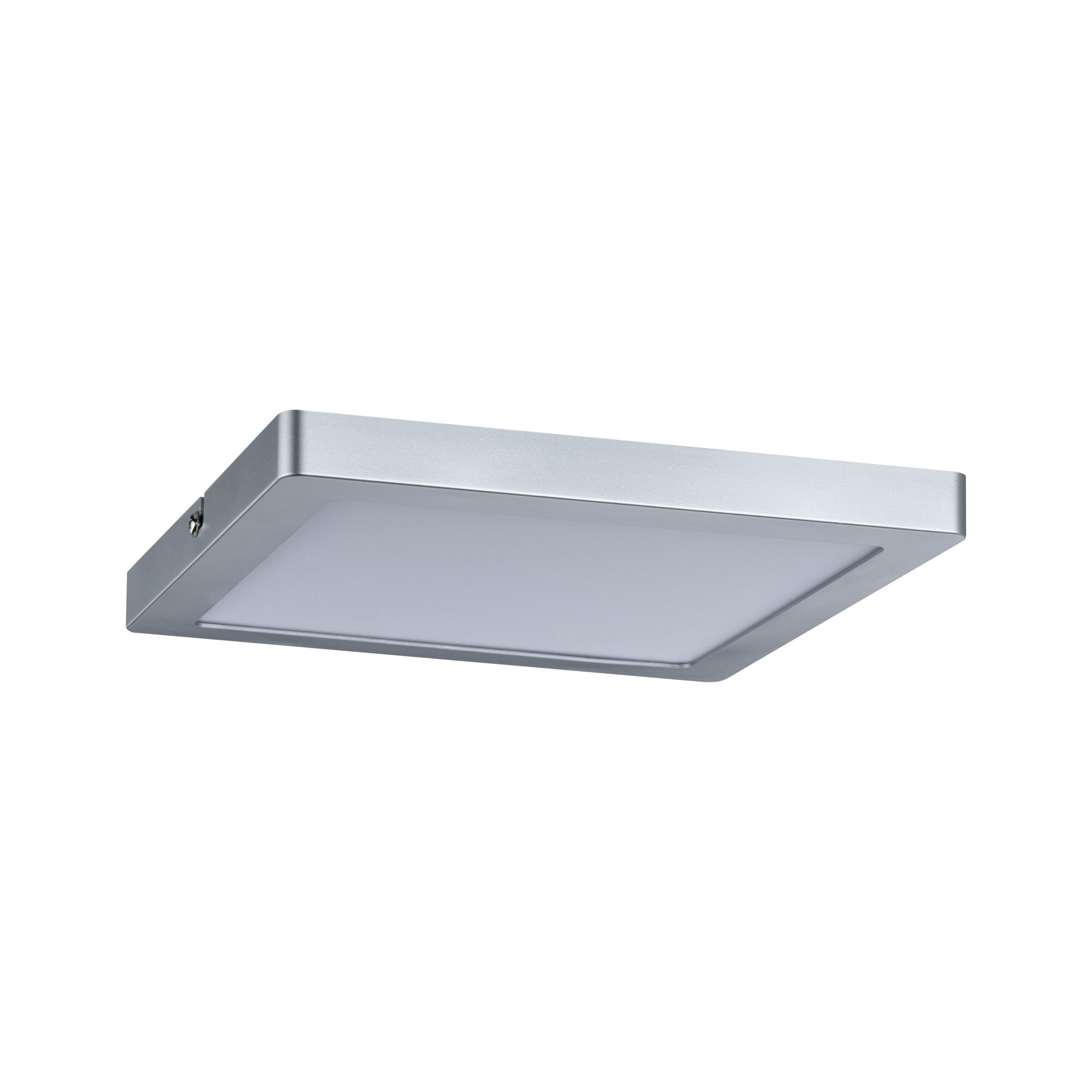 Quadratische LED-Deckenleuchte aus silbernem Aluminium mit weißem Diffusor für moderne Innenbeleuchtung