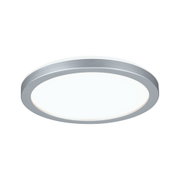 Plafonnier LED rond avec cadre en aluminium argenté et diffuseur blanc pour éclairage moderne