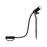 Schwarze LED-Gartenleuchte mit Erdspieß und Kabel für Außenbeleuchtung und Landschaftsgestaltung
