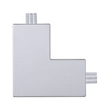 Connecteur d'angle en métal argenté pour éclairage sur rail LED avec trois broches de connexion