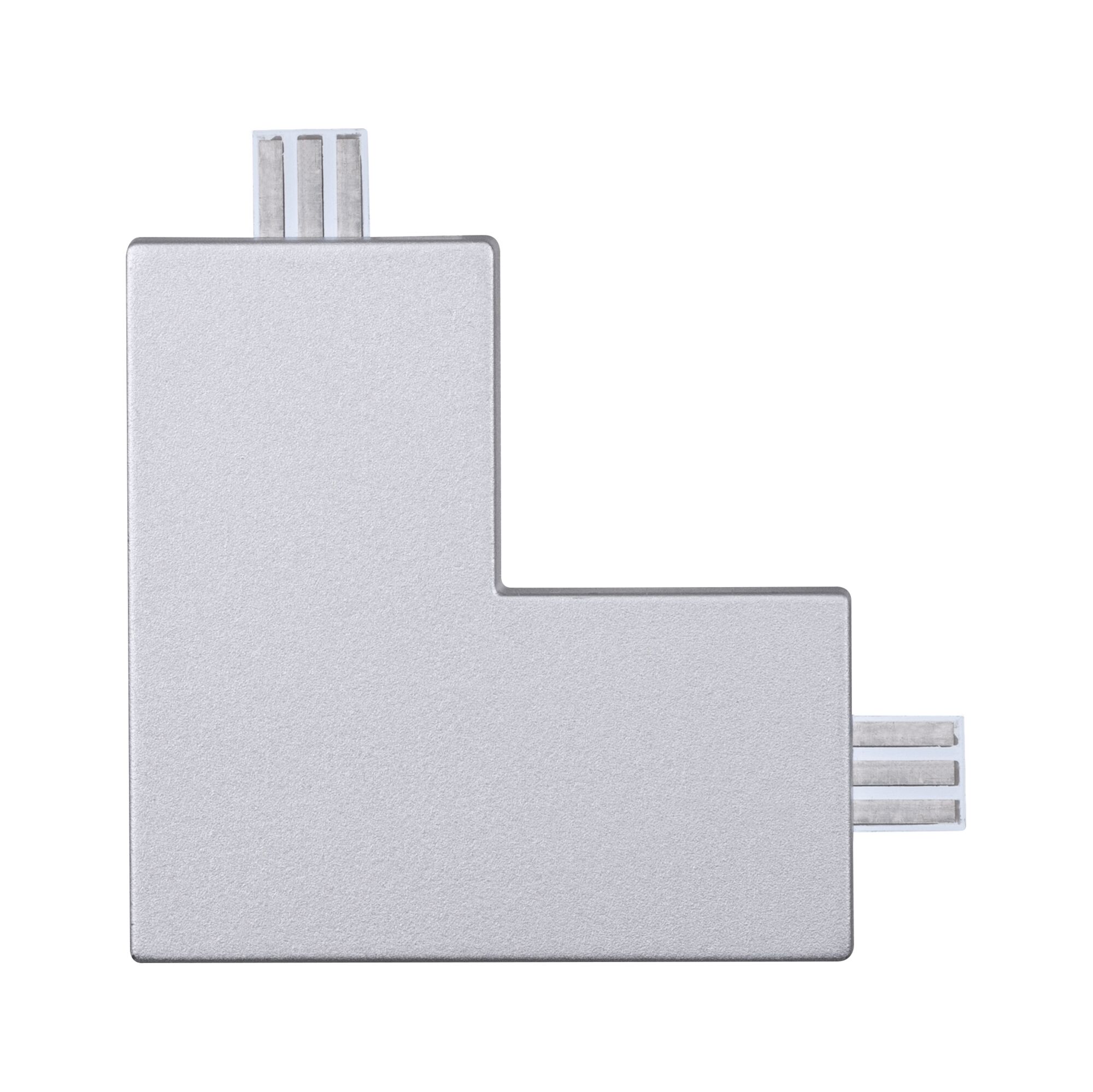 Silver L-shaped metal LED track connector for flexible lighting systems and installations