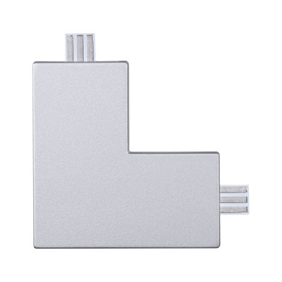 Silver L-shaped metal LED track connector for flexible lighting systems and installations