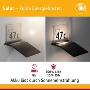 Solarbetriebene Hausnummernleuchte mit schwarzem Kunststoffgehäuse und transparentem Schild mit Nummer 47c