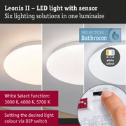 Leonis II LED ceiling light with sensor and white select function for bathroom lighting