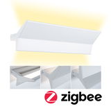 White metal LED wall light with indirect warm white light and Zigbee smart control compatibility