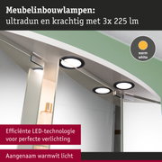 Moderne meubel inbouwlampen met warm wit LED-licht en efficiënte badkamerverlichting.