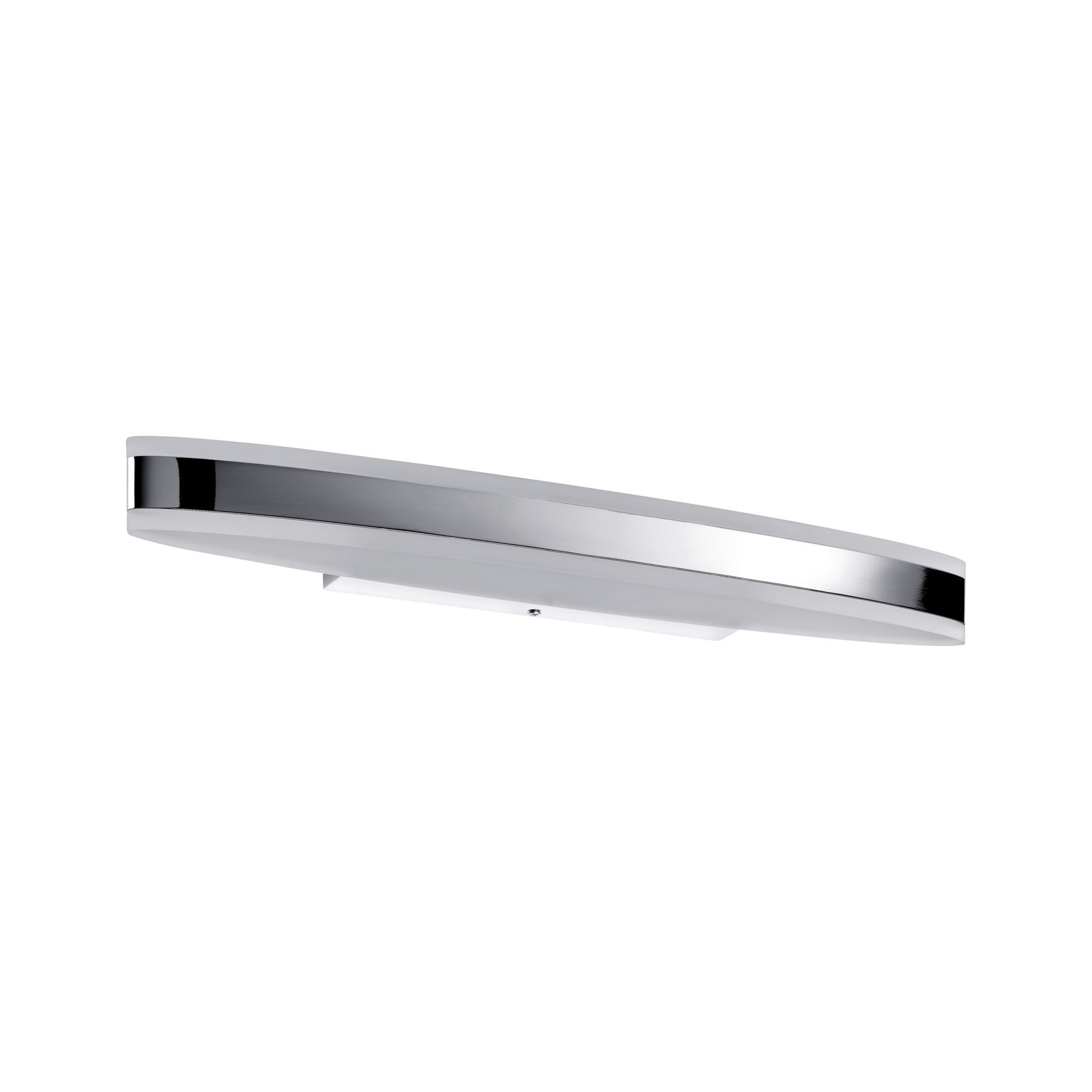 Schmale LED-Deckenleuchte aus weißem Kunststoff mit Chromrand für modernes Raumlicht